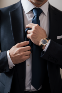 Dress code business: giacca e cravatta per uomo.